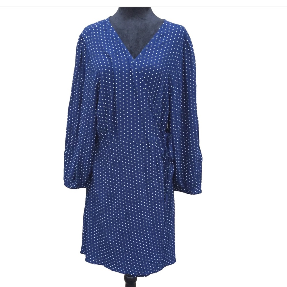 NWT- Lucky Brand Blue Dot Wrap Dress